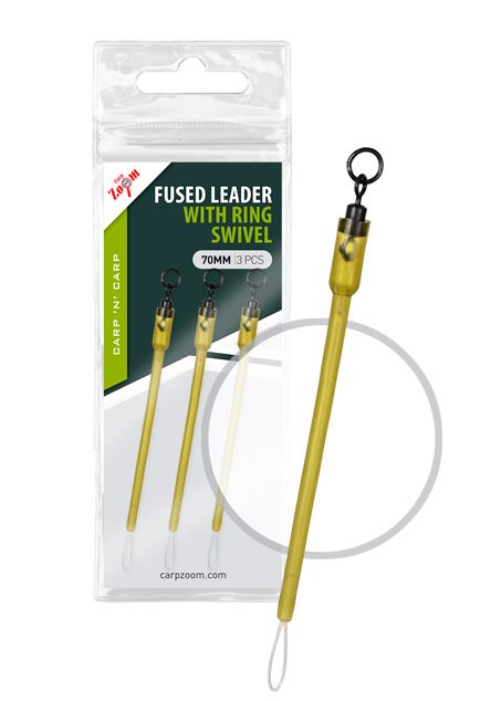 Carp Zoom Montáž Fused Leader+Ring Swivel - 3 ks/70 mm