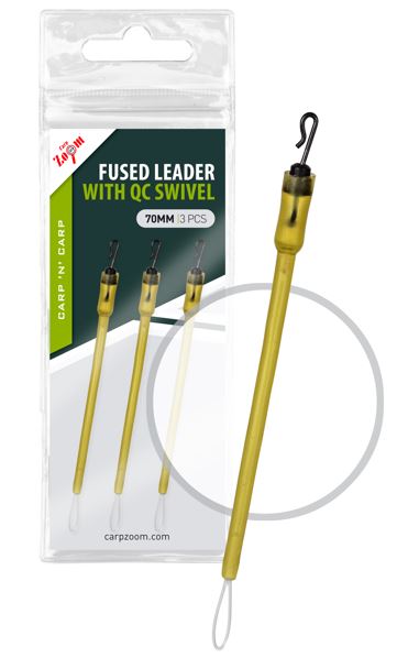Carp Zoom Montáž Fused Leader+QC Swivel - 3 ks/70 mm