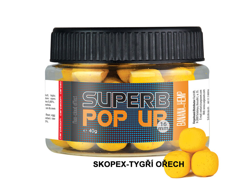 Carp Zoom Superb Pop Ups - 40 g/16 mm/Skopex-Tygří ořech
