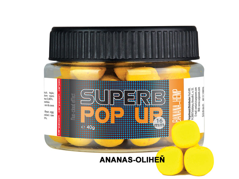 Carp Zoom Superb Pop Ups - 40 g/16 mm/Ananas-Oliheň