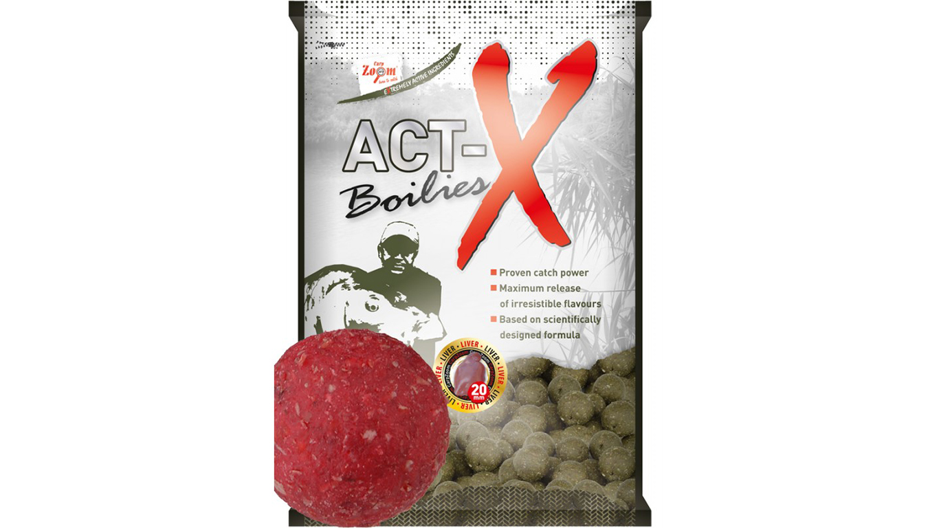 Carp Zoom Act-X Boilies - 800 g/16 mm/Jahoda