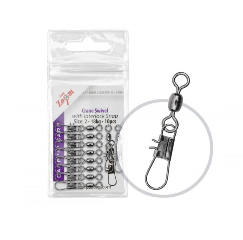 Carp Zoom Obratlík s karabinou Crane Swivel with Interlock Snap - 10 ks/vel.8