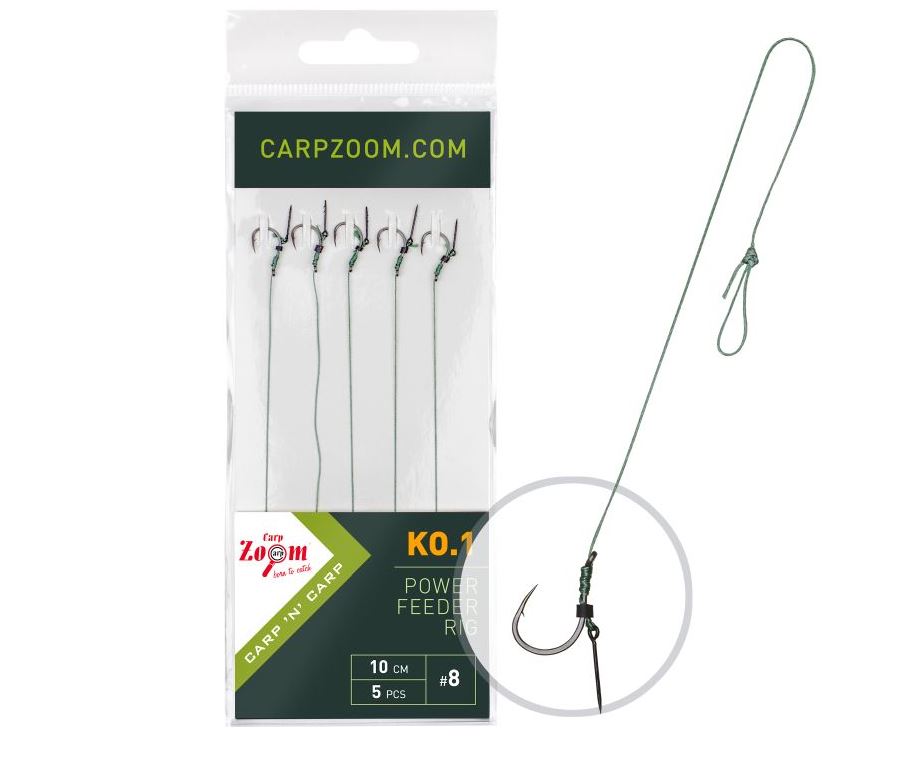 Carp Zoom Návazec FC Power Feeder Rig KO.1 - 5 ks/10 cm/0,18 mm/vel.10